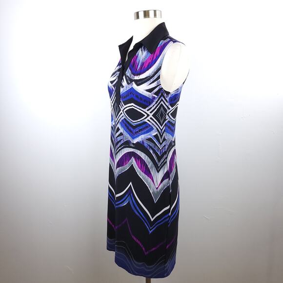 Saint Tropez West Sleeveless Jersey Collared Dress Size 4 Bright Blue Purple - Picture 3 of 8